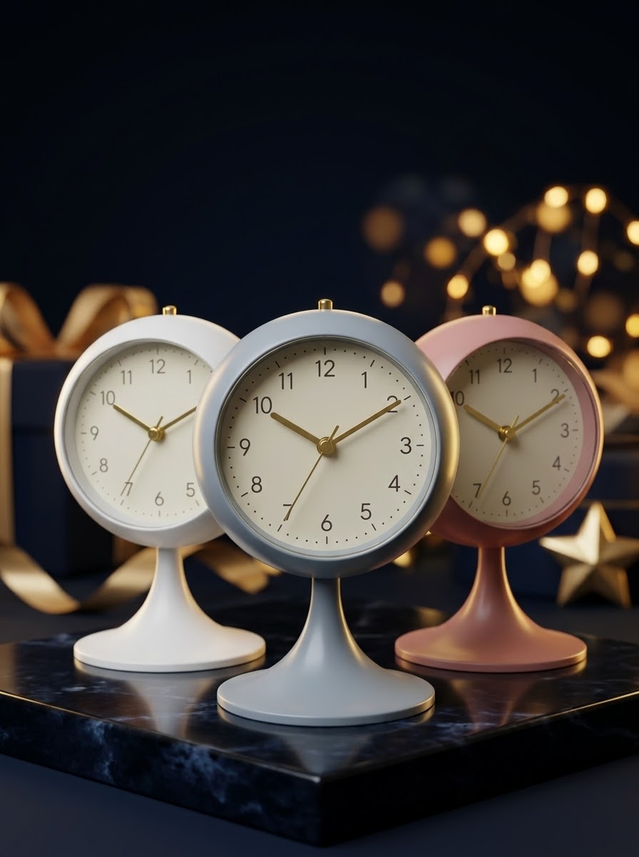 Horloge de Table Rétro Chic — Design rétro chic avec cadran soigné et piètement vintage.